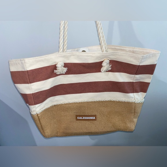 Calzedonia Beach Tote Bag - Brown and Tan - Picture 1 of 5